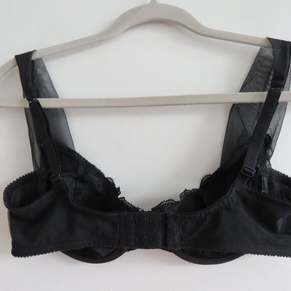 VINTAGE VICTORIA'S SECRET GOLD LABEL Black Lace Mesh Tulle Strap Bra 36C - Picture 6 of 13